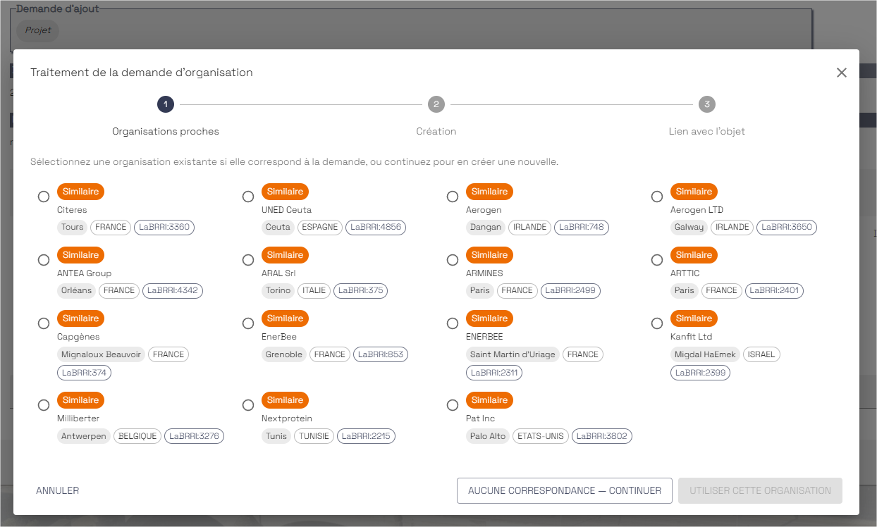 Assistant de traitement — demande d'organisation