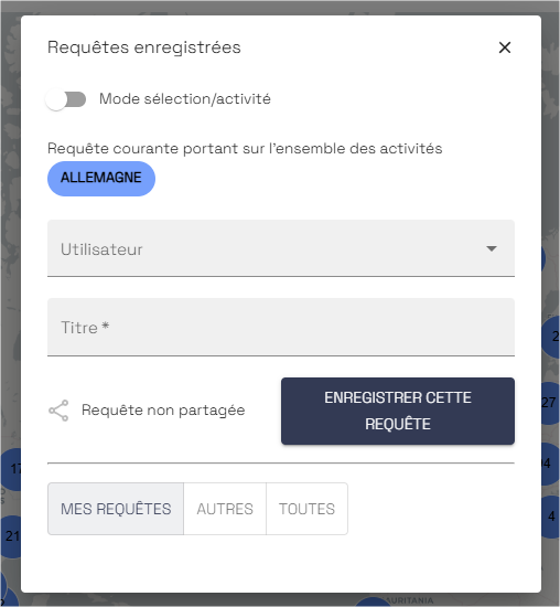 Fenêtre Requêtes enregistrées
